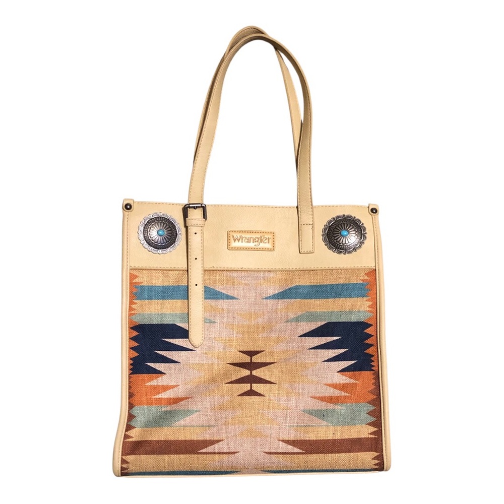 Wrangler Aztec Western Concealed Carry Tote Bag, Tan Leather, coastal Cowgirl